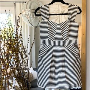 Beautiful Blue and White Striped Structured Dress